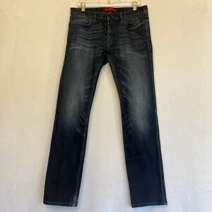 HUGO BOSS Men's Dark Wash Straight Leg Blue Denim Jeans Casual Medium Size 33x32